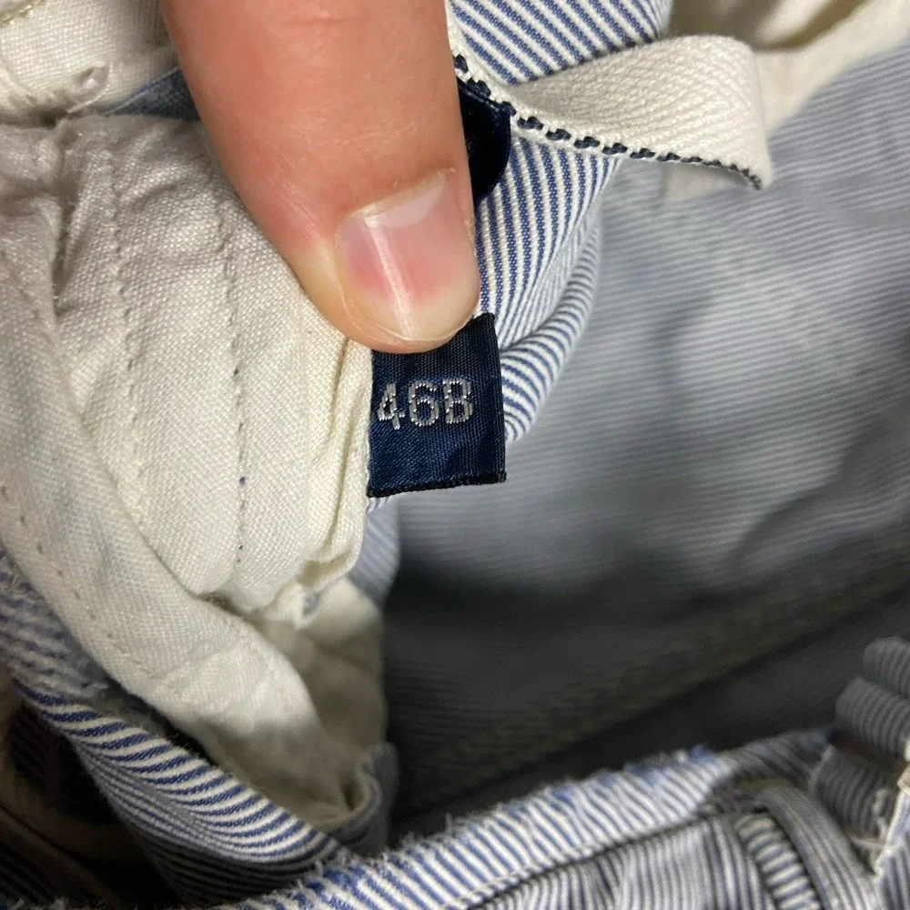 Vintage Polo Ralph Lauren Cargo Shorts Size 46 Blue Hickory Stripe Utility Work